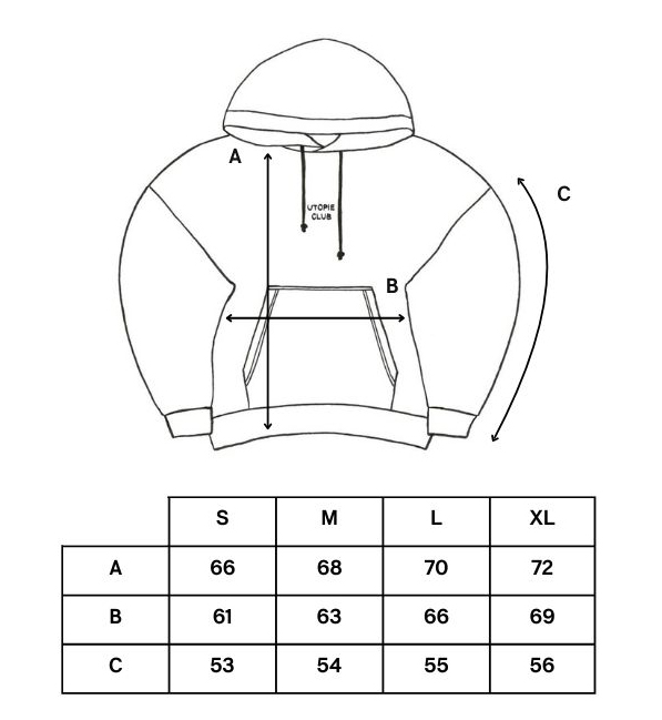 size guide hoodie utopie club